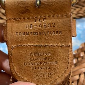 Tommy Hilfiger braided belt thick leather woven real leather belt bohemian wide